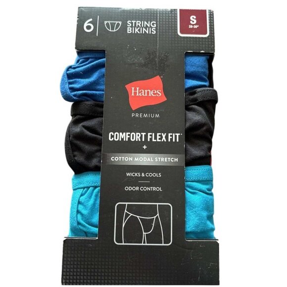 Hanes Comfort Flex Fit Mens String Bikini Underwear 6 Pack SMALL (4141) - Picture 1 of 6